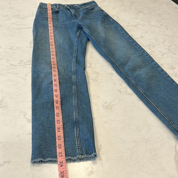 Ted Baker Morgani Straight Leg Blue Denim Jeans Raw Hem - Picture 7 of 15